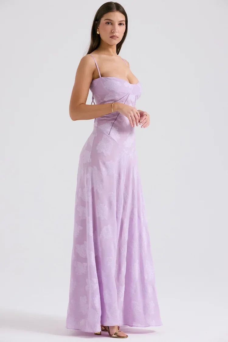 Floral Spaghetti Strap Sheer Slip Maxi Dress - View 7