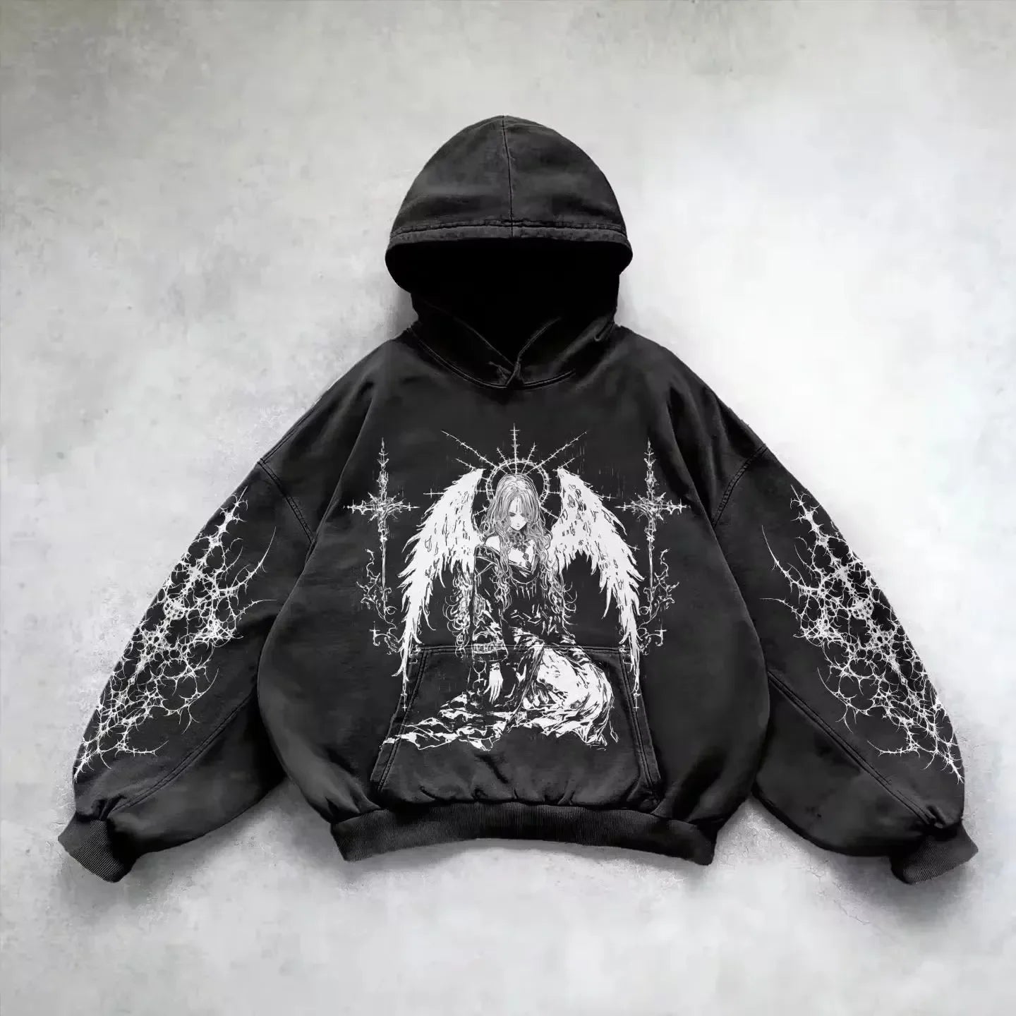Vintage Y2K Gothic Printed Zipper Hoodie