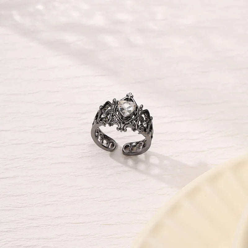 Kpop Y2K Crystal Heart Changeable Gothic Ring
