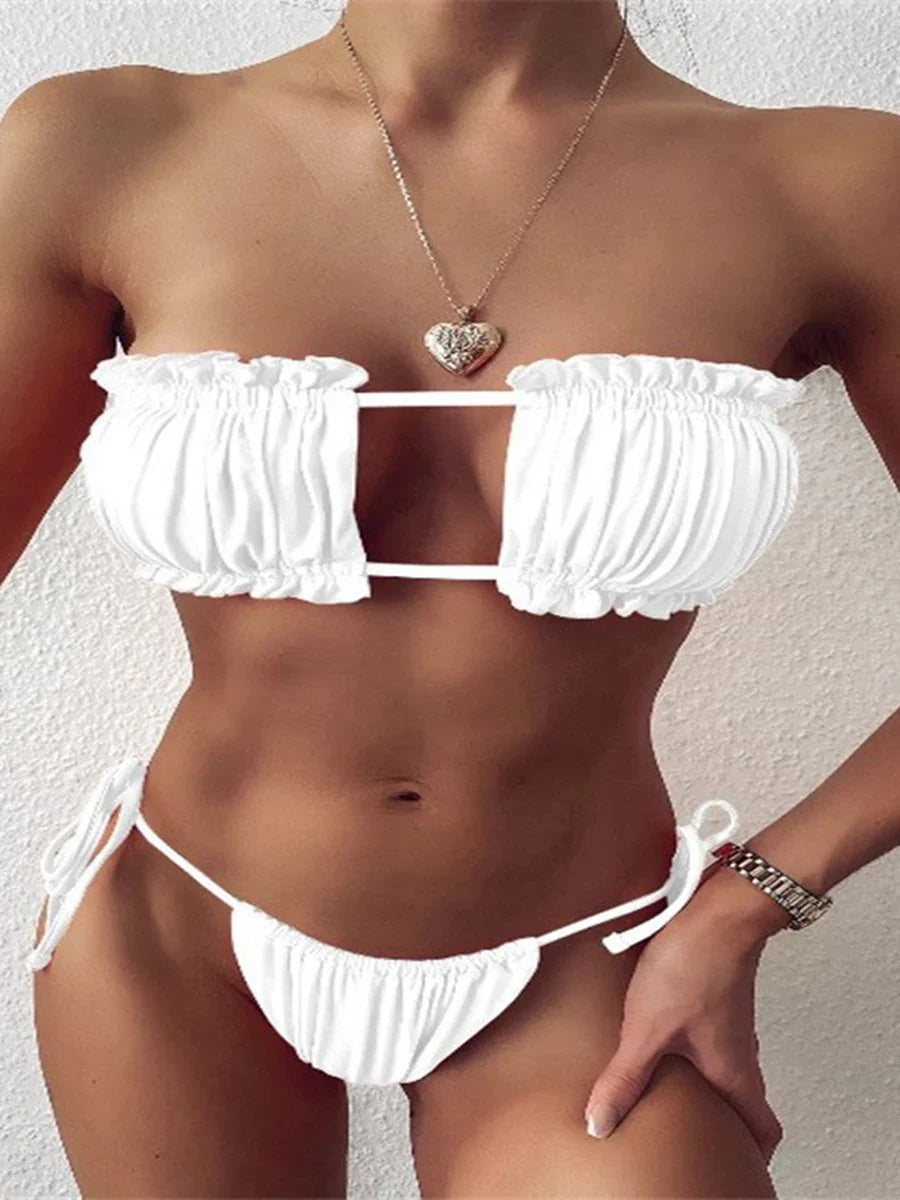 Marble Tie Back Bikini Set - Fashionpara