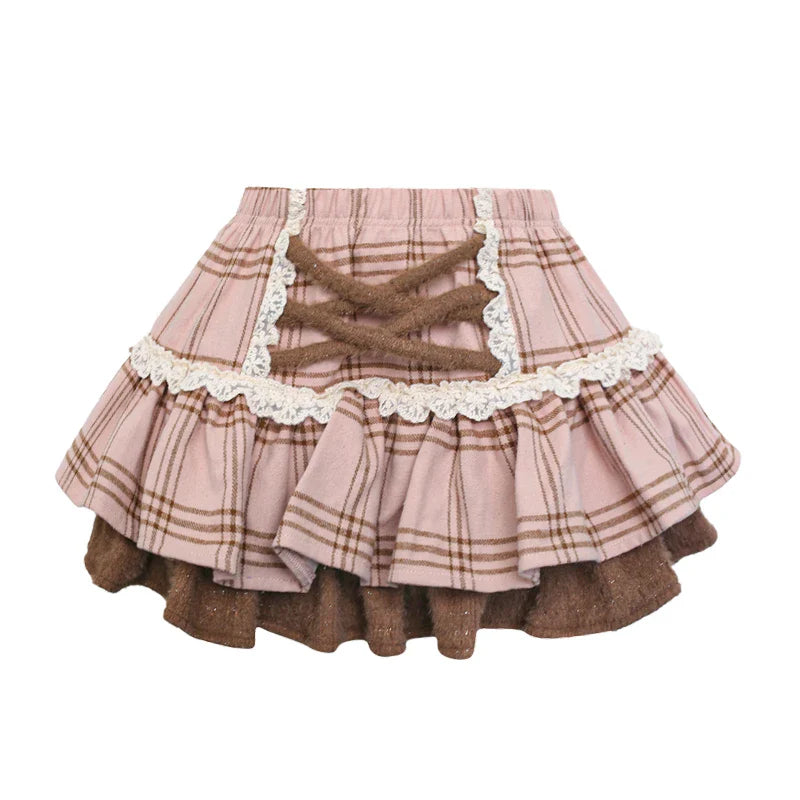 High Waist Cake Lace Vintage Skirt
