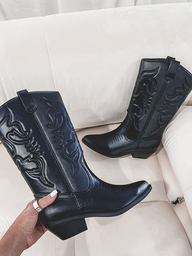 PU Leather Cowboy Boots