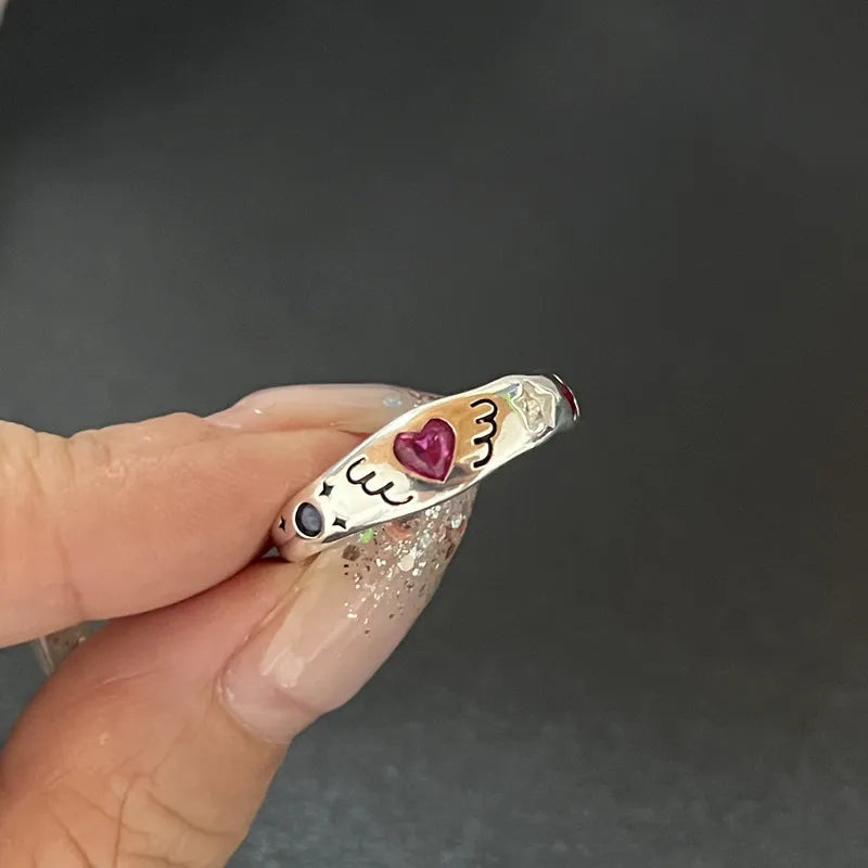 Kpop Dark Geometric Gothic Star Ring