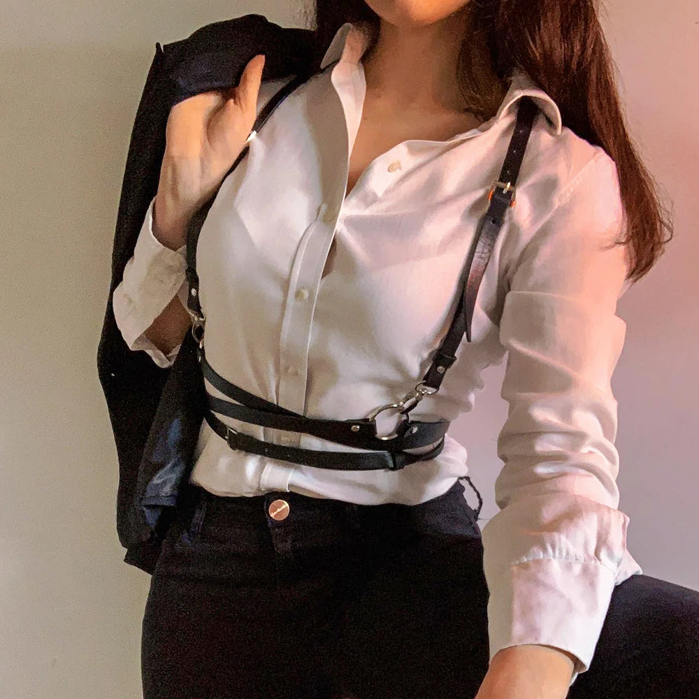 Seductive Gothic Leather Corset Strap - Fashionpara