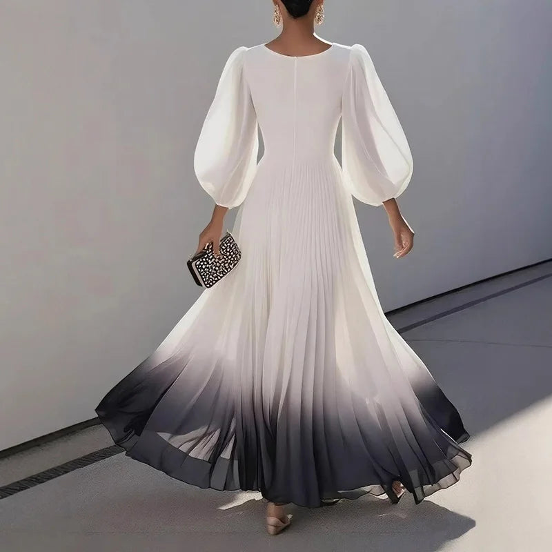 Elegant Gradient Print A-Line Evening Dress for Women
