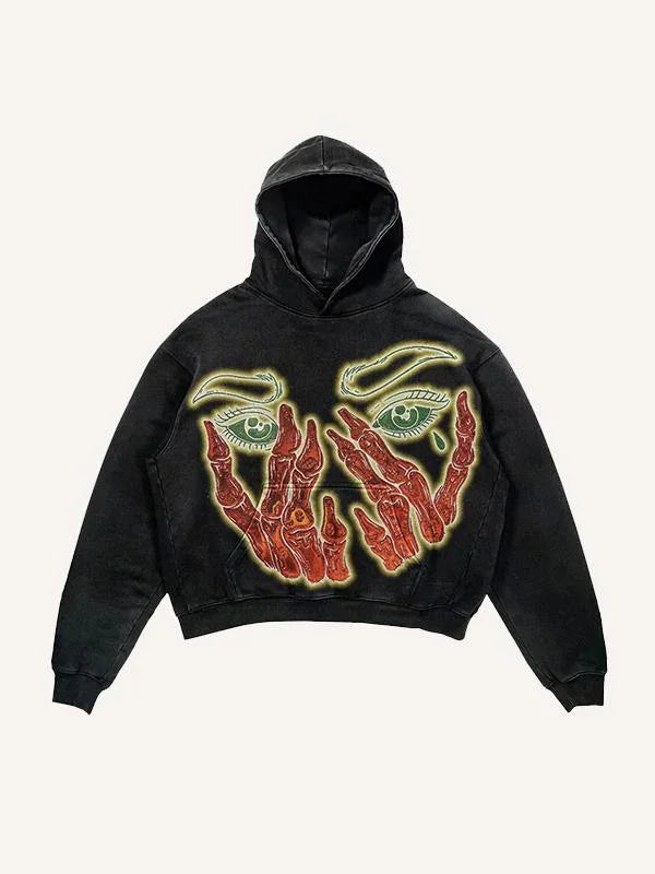Dark Skull Print Oversized Hoodie
