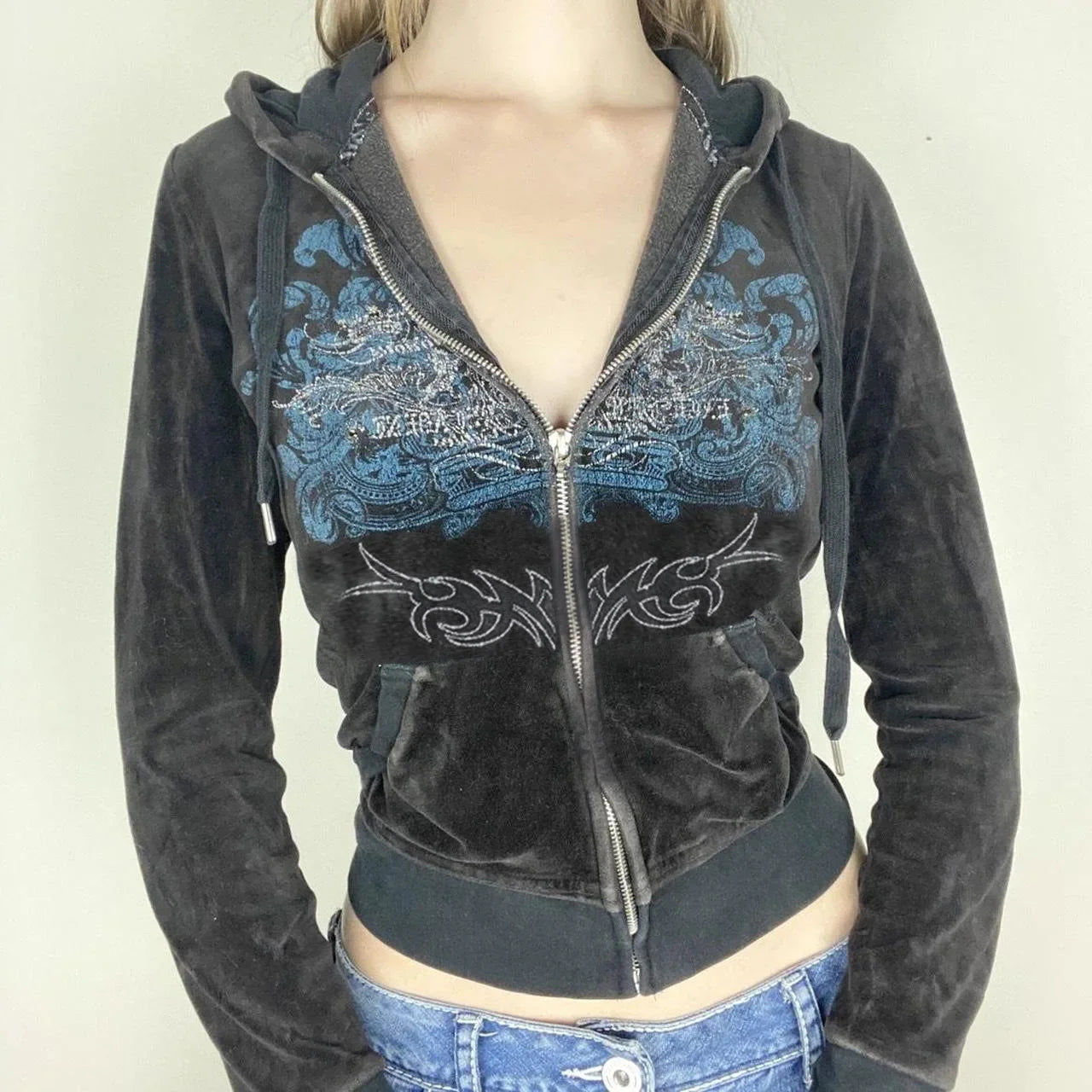 PrincessAce Dark Sparkling Zip Hoodie for Stylish Comfort