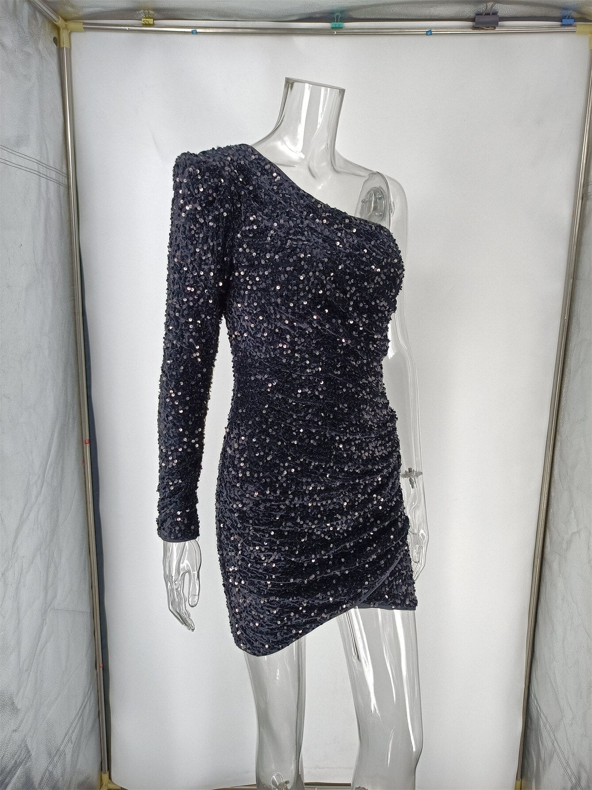 Crystal Sequins Pleated Party Evening Dresses 34