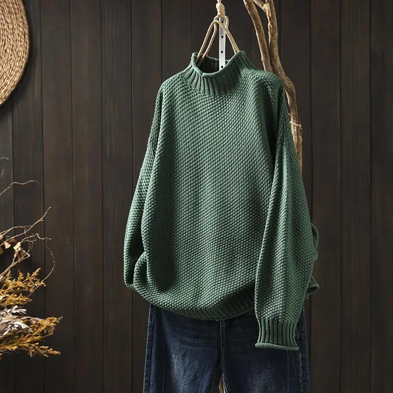 Mock Neck Long Sleeve Chunky Knit Sweater 7
