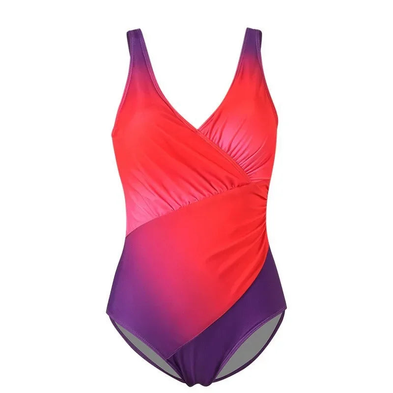 V-neck Backless Belly Cover One Piece Set