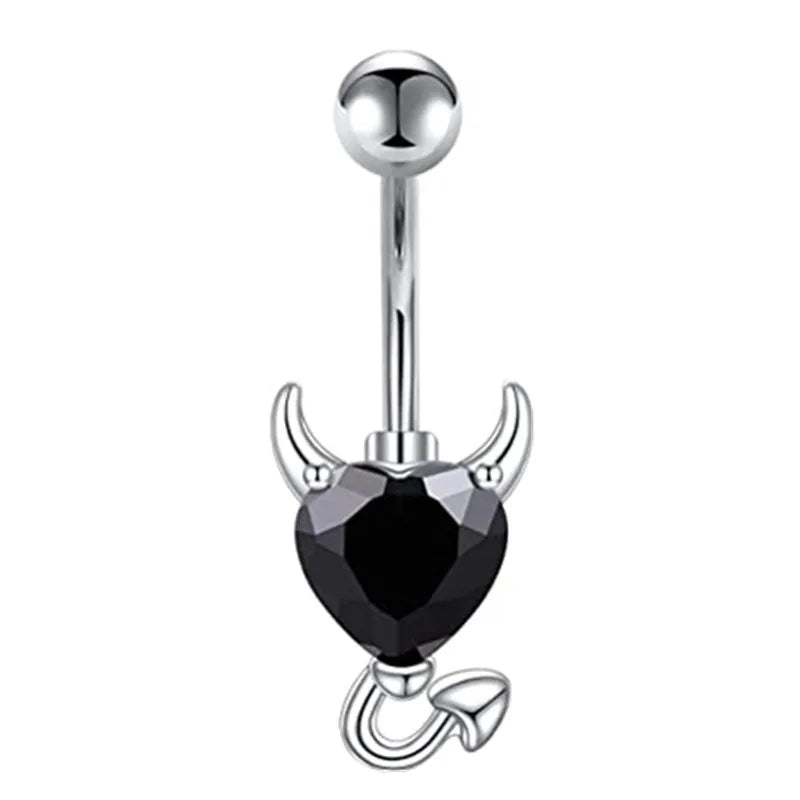 Gothic Heart Dangle Butterfly Belly Ring