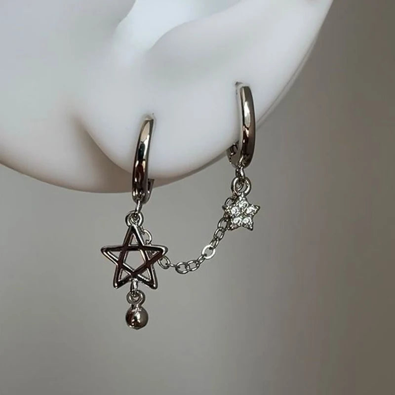 Dark Victorian Industrial Black Cross Rhinestone Earring