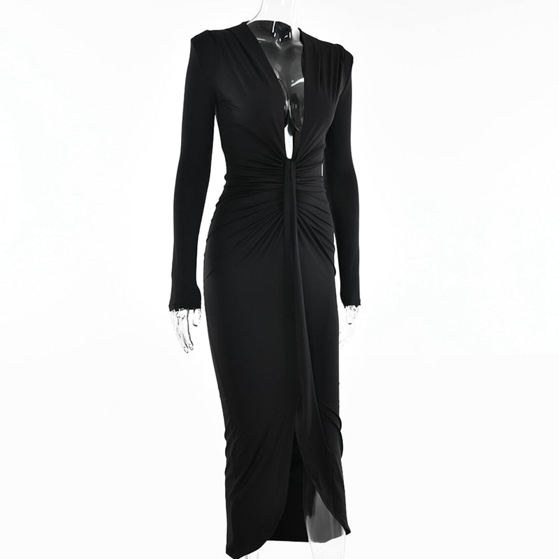 Party Robe Bodycon Deep V Neck Bandage Dress 8