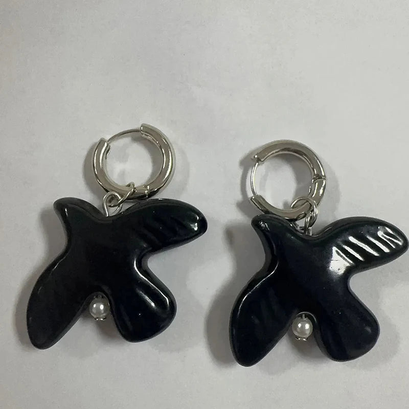 Tranquil Dove Ceramic Metal Circle Hoop Earring