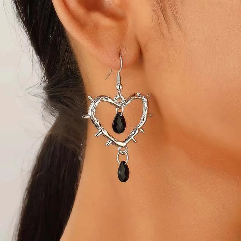 Dark Spiky Ebony Flow Oil Love Earring