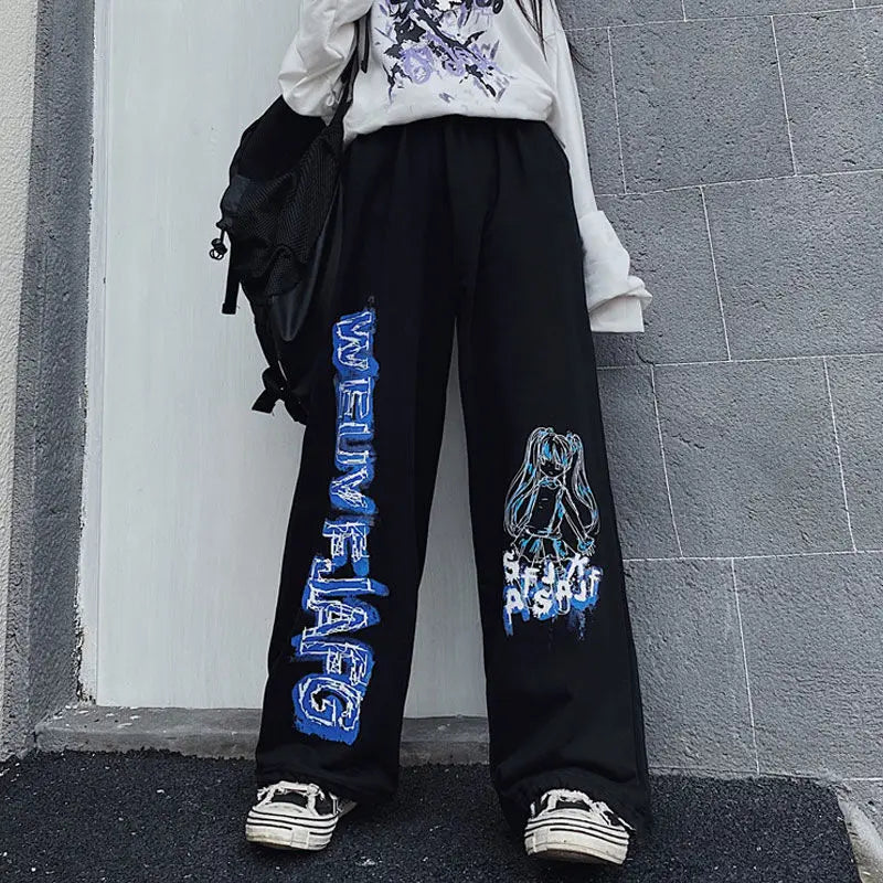Anime Print Oversized Hip Hop Pants