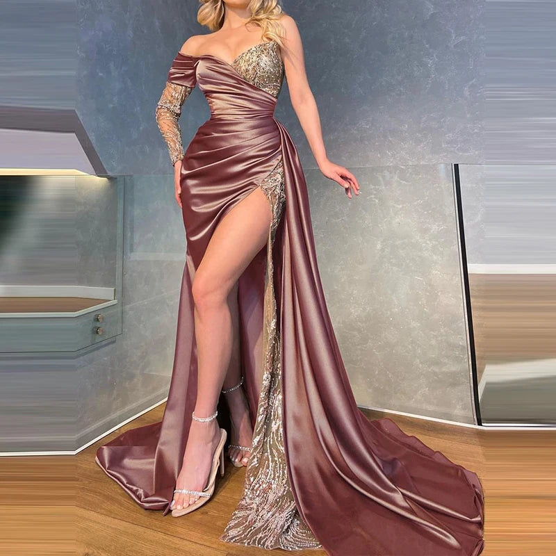 Elegant Off Shoulder Lace Evening Dress for Special Occasions - Fashionpara