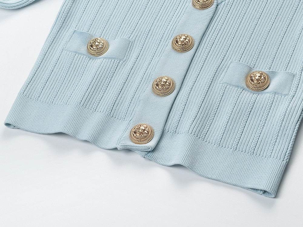 Orro Shop V-neck Knit Cardigan with Elegant Gold Buttons