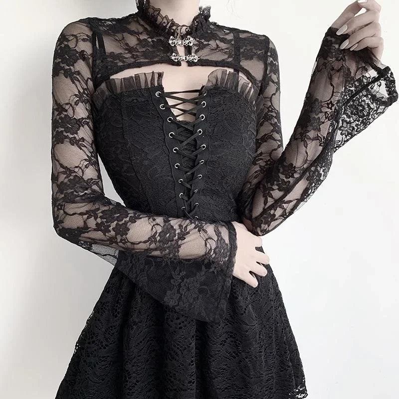 Obscure Gothic Lace Mesh Blouse