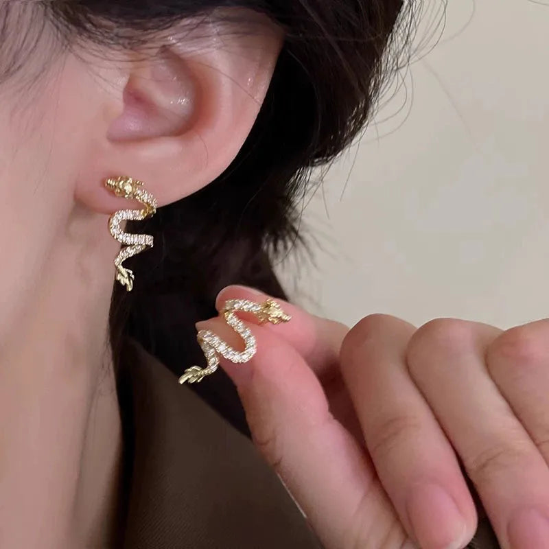 Dark Dragon Envelop Vintage Creature Post Earring