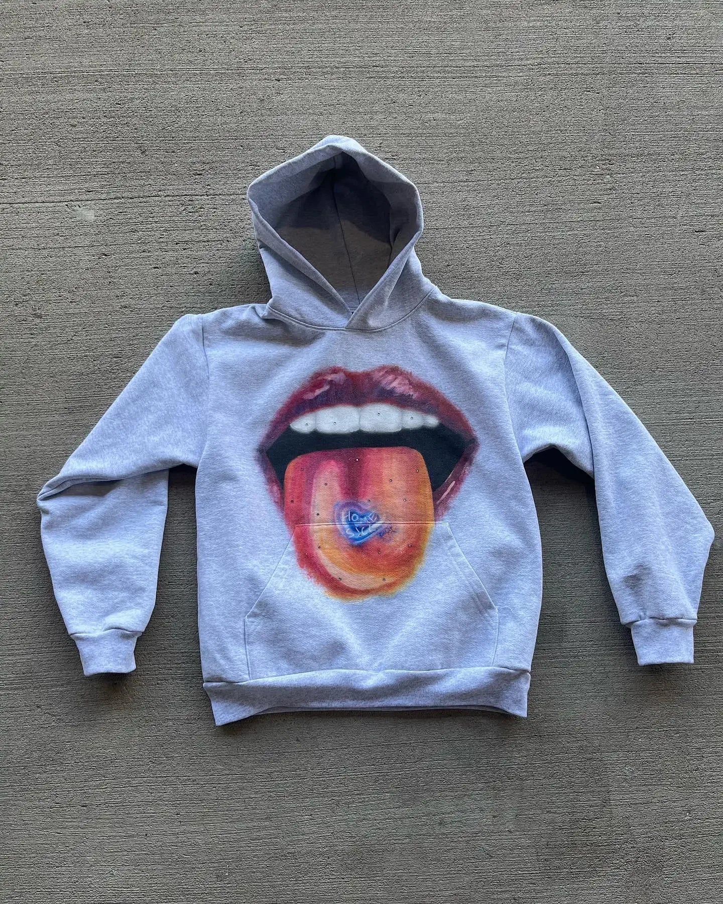 Dark Lips Visual Pullover Hoodie - Fashionpara