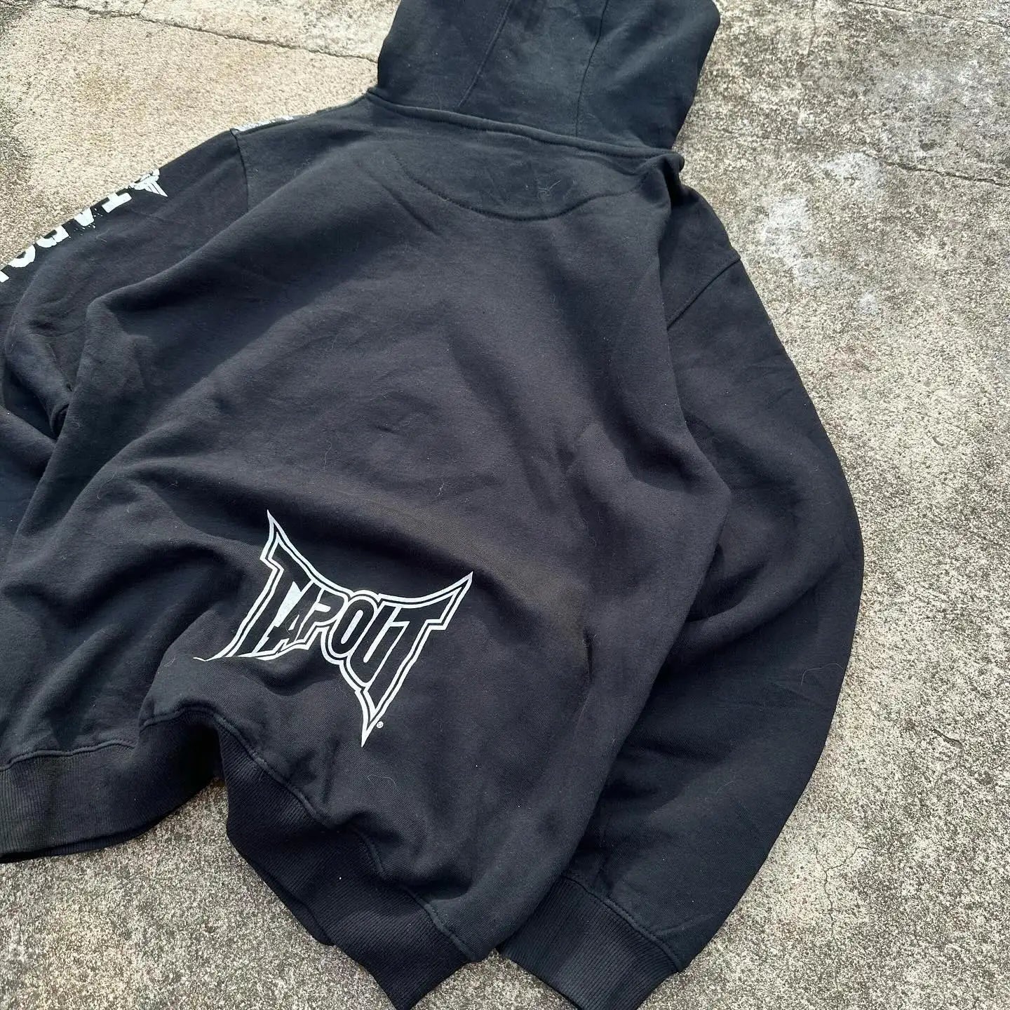 Dark Vintage Letter Print Zip Hoodie