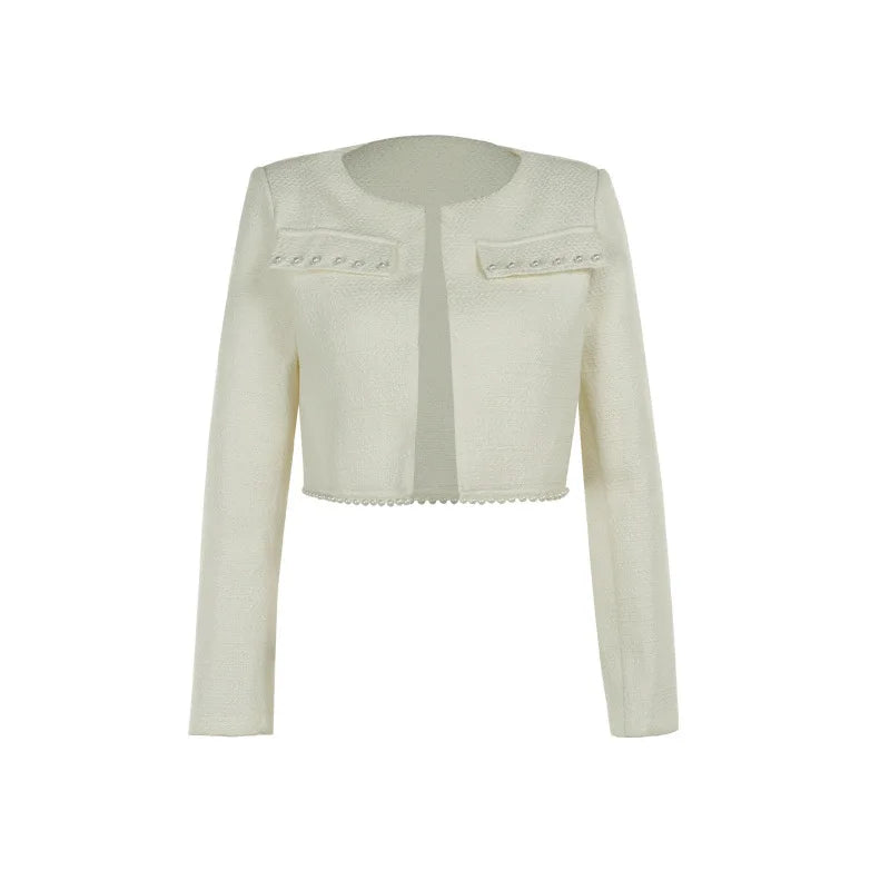 Pearl Long Sleeve Coat And Mini Strapless Dress Sets - View 9