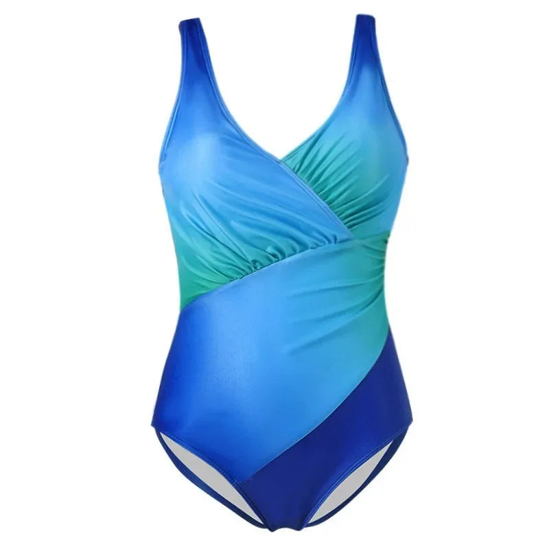 V-neck Backless Belly Cover One Piece Set