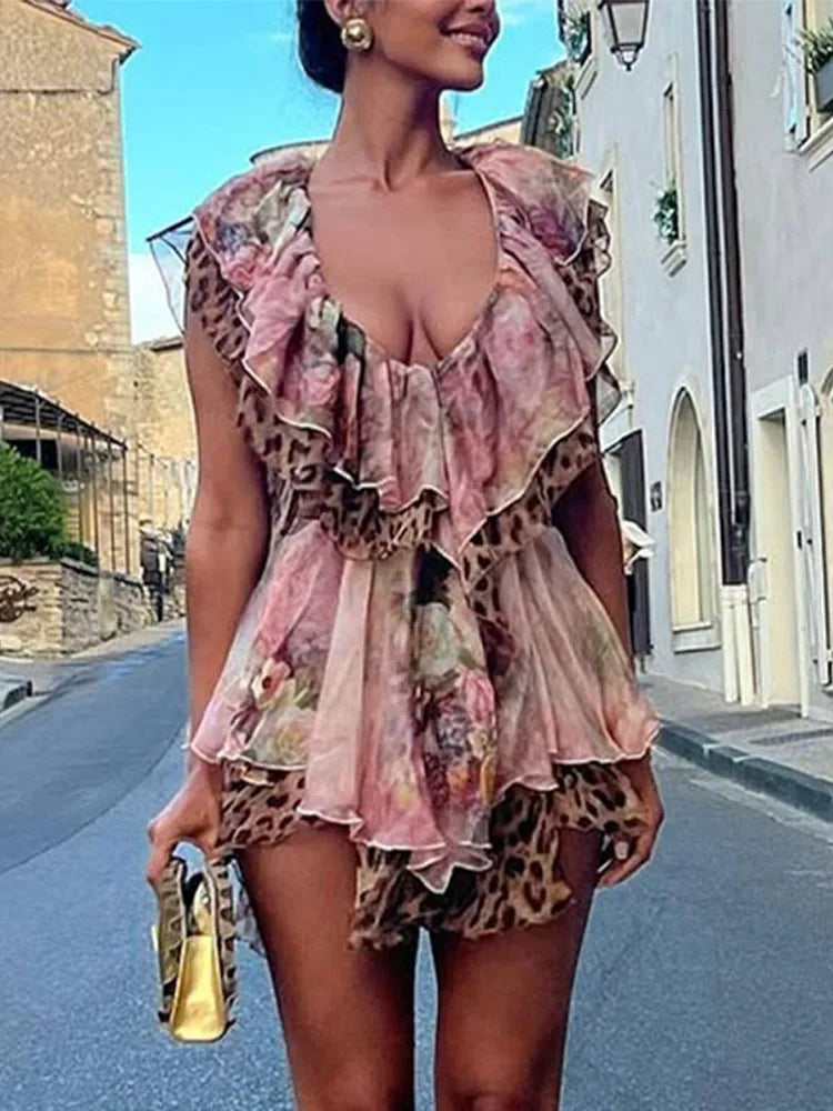 Leopard Mesh Patchwork Maxi Dress - View 11