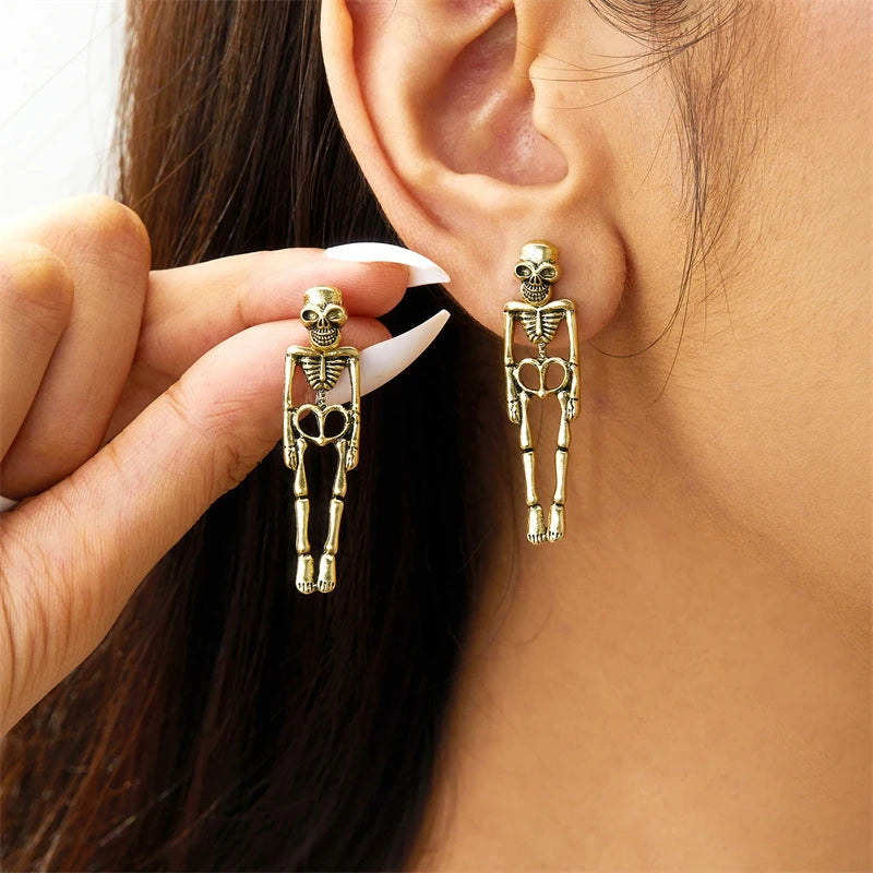 Antique Skeleton Vintage Gold Drop Earring
