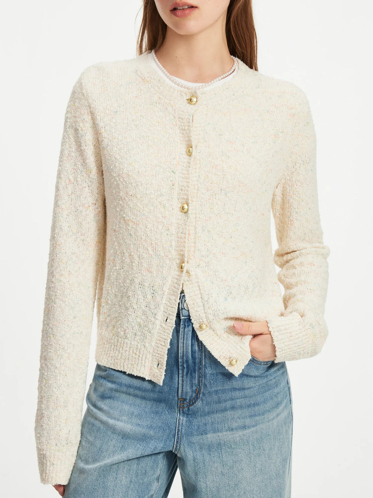 Floral Yarn French Long Sleeve Cardigan