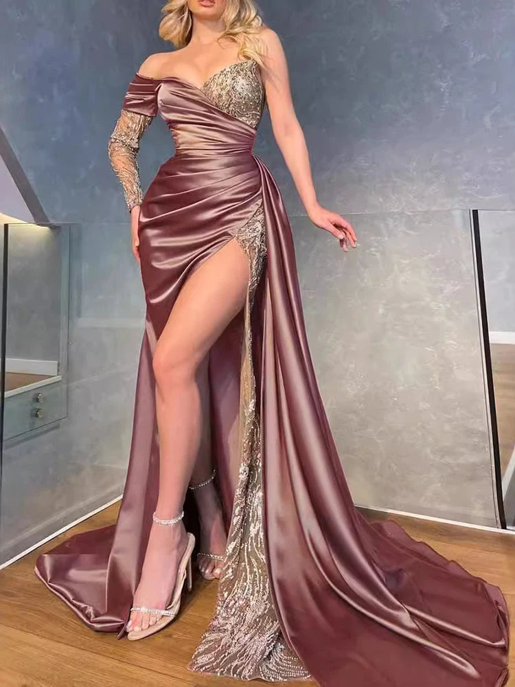 Elegant Off Shoulder Lace Evening Dress for Special Occasions - Fashionpara