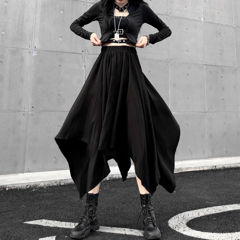 Irregular High Waist Long Skirt