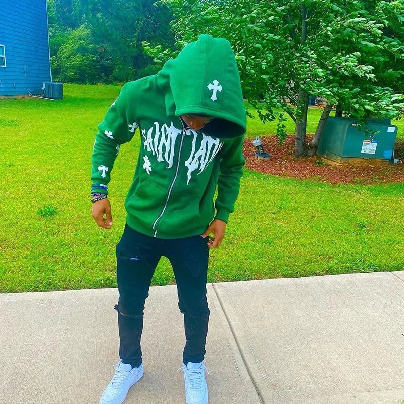 Dark Rhinestone Zip Jacket