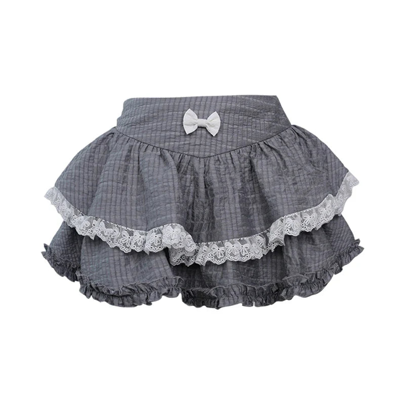 High Waist Cake Lace Vintage Skirt