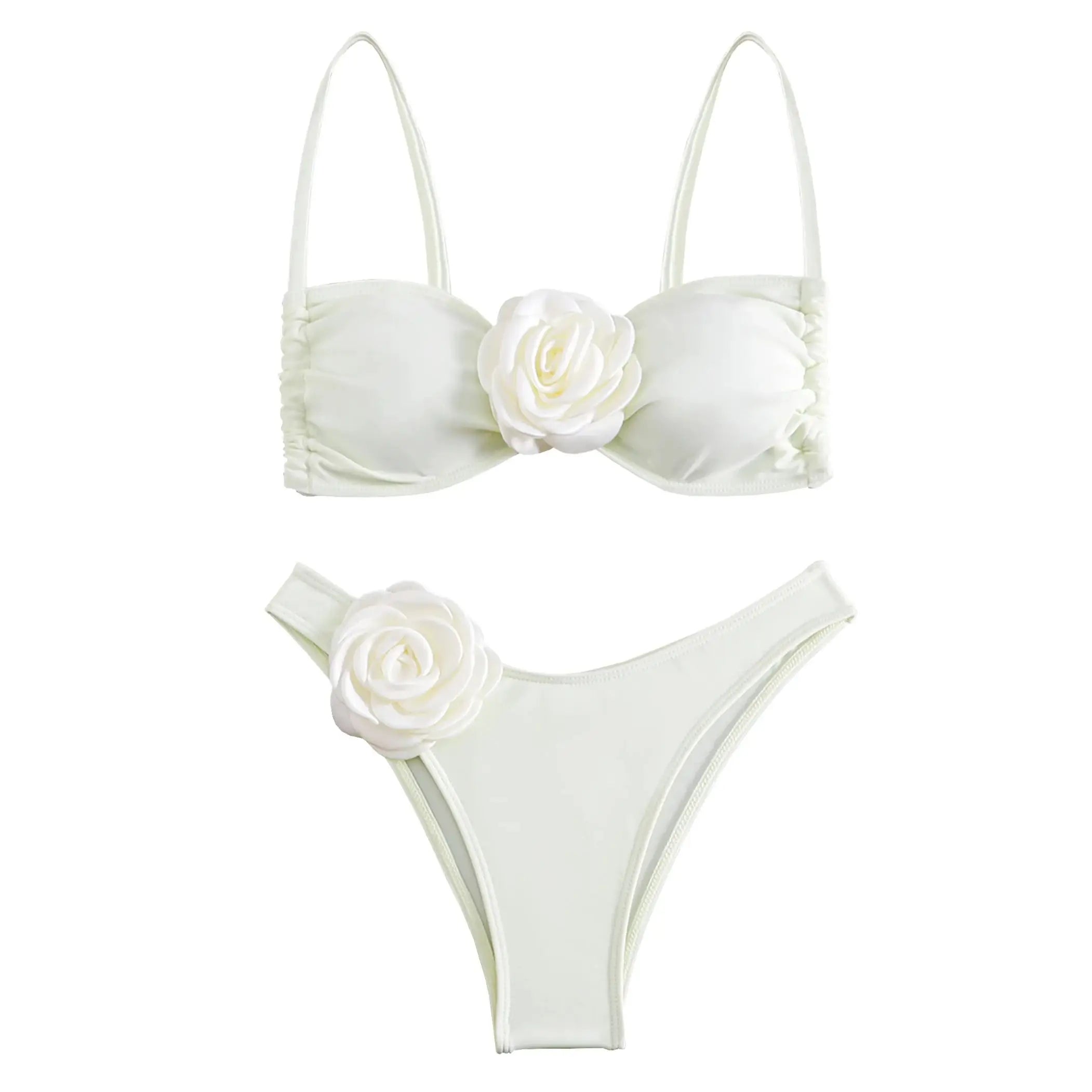 3D Floral Halter Bikini Set