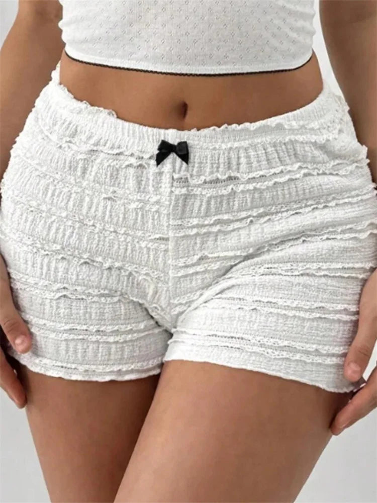Lace Bow Patchwork Stretch Short