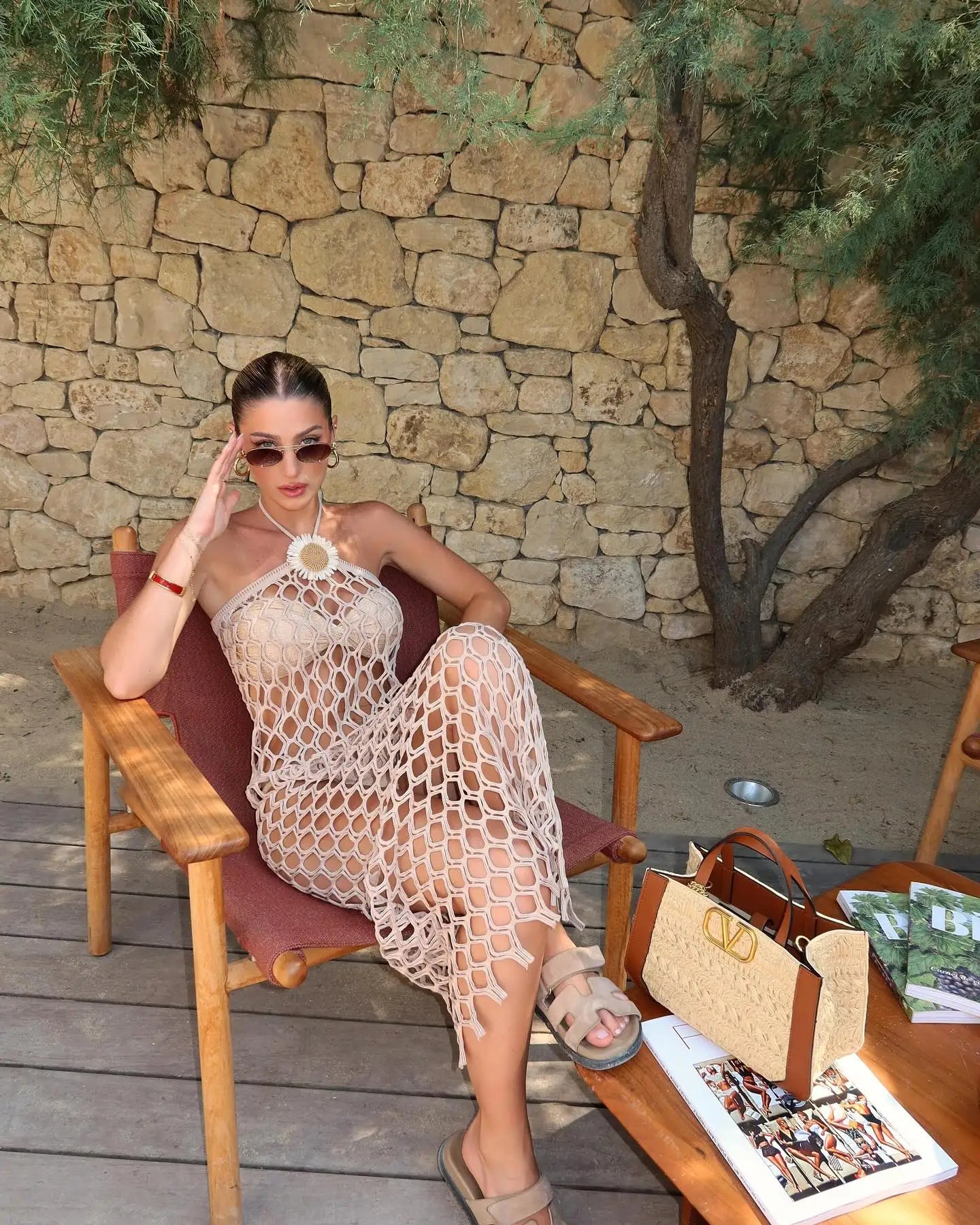 Sunflower Solid Mesh Sexy Three Piece Swim Sets - Fashionpara