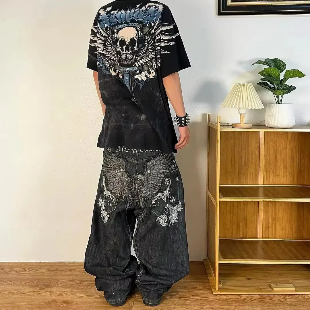 Dark Skull Print Tall Waist Pant