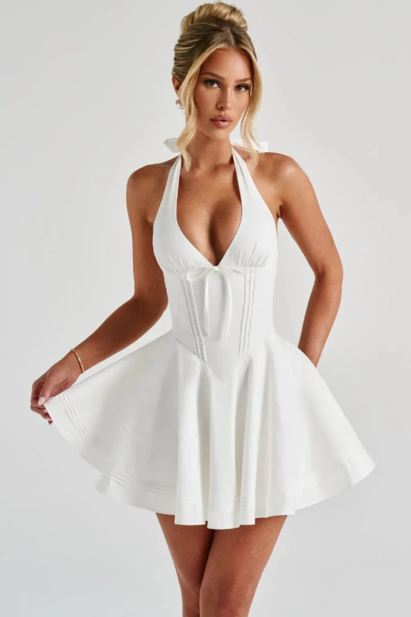 Waist Wrap A-line Mini Vacation Dress
