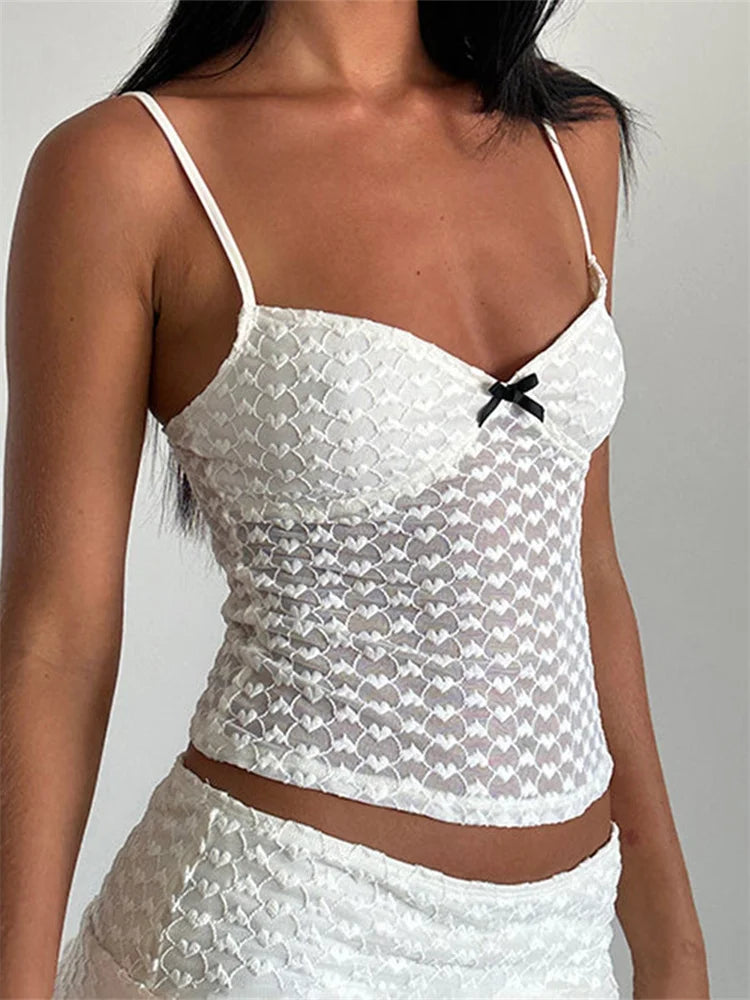 Bowknot Patchwork Sleeveless Backless Crop Top