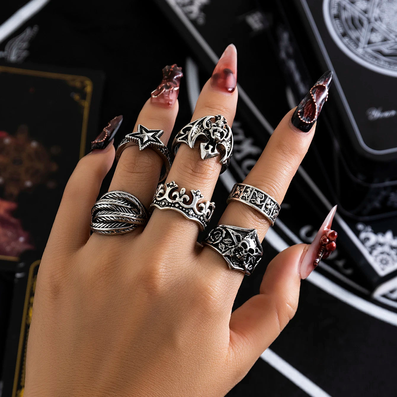 Halloween Mysterious Skull Star Ring