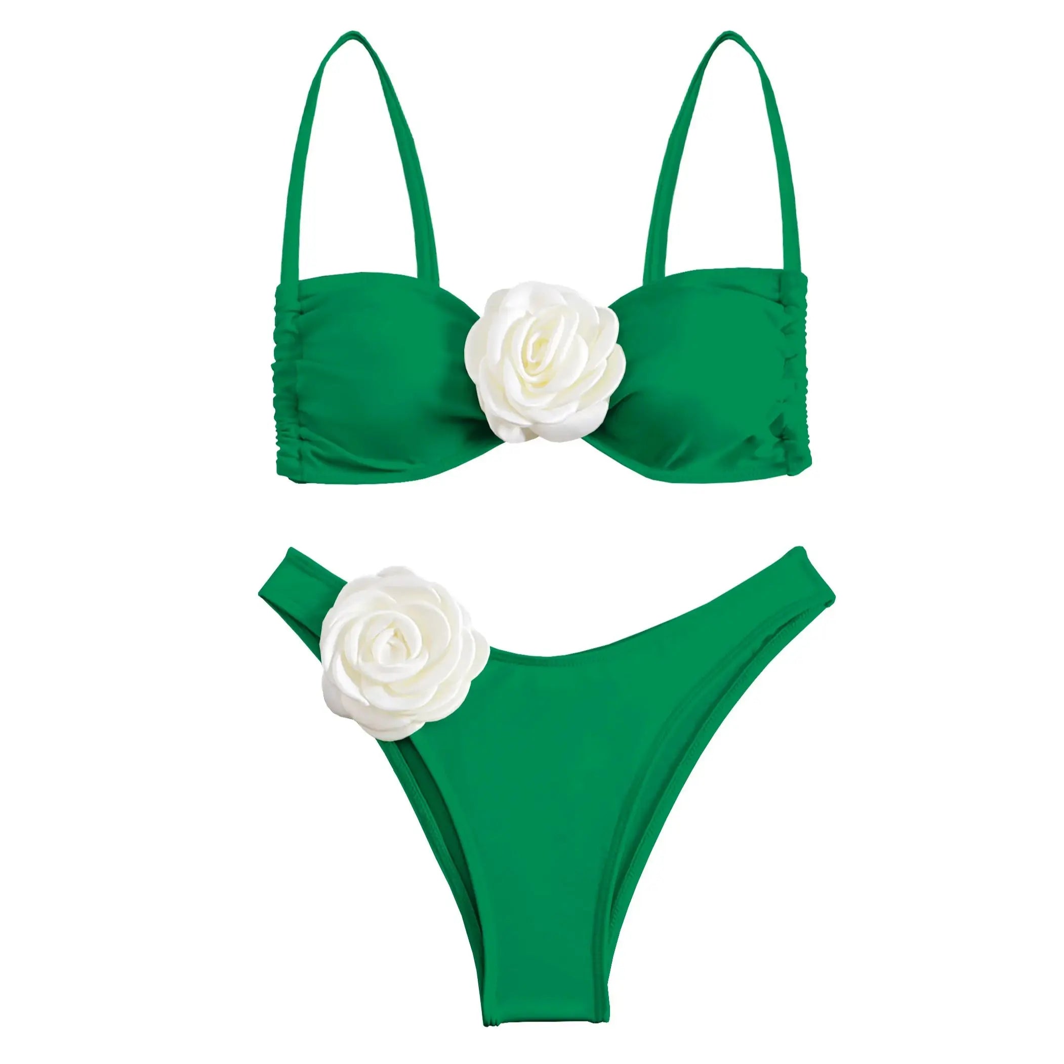 3D Floral Halter Bikini Set