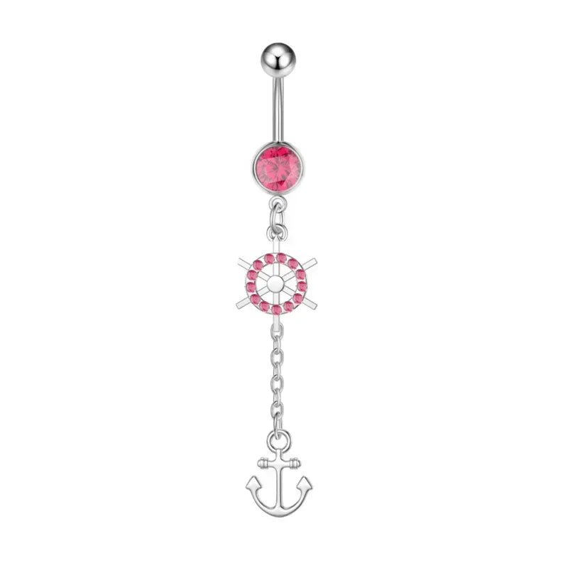 Heavenly Feathers Rose Dark Belly Ring