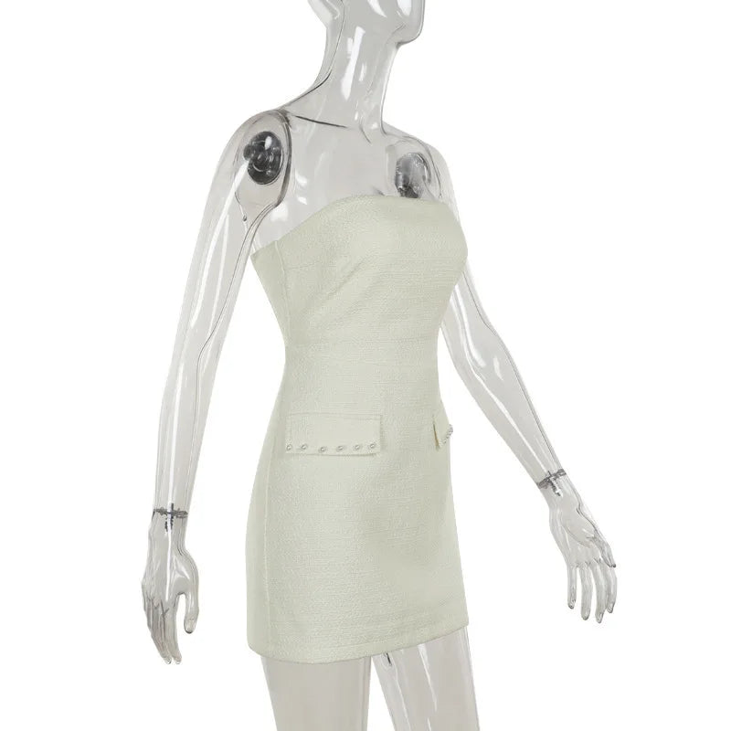 Pearl Long Sleeve Coat And Mini Strapless Dress Sets - View 11