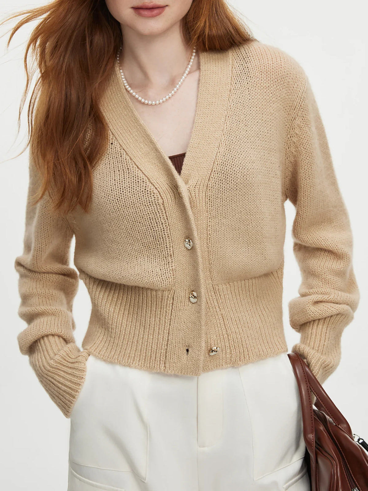 V-neck Long Sleeve Knit Coat Cardigan