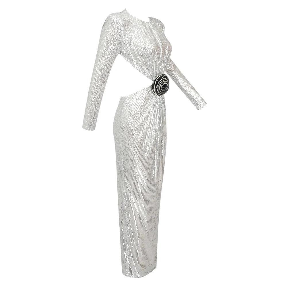 Sequined Strapless Ruched Tiered Mermaid Gown 10