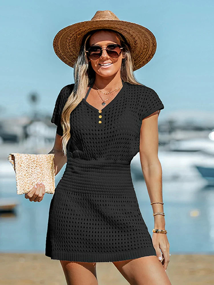 Cutout Crochet Bikini Cover Up