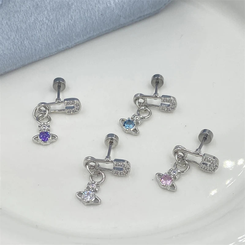 Shiny Saturn 316L Stainless Steel Stud Earring