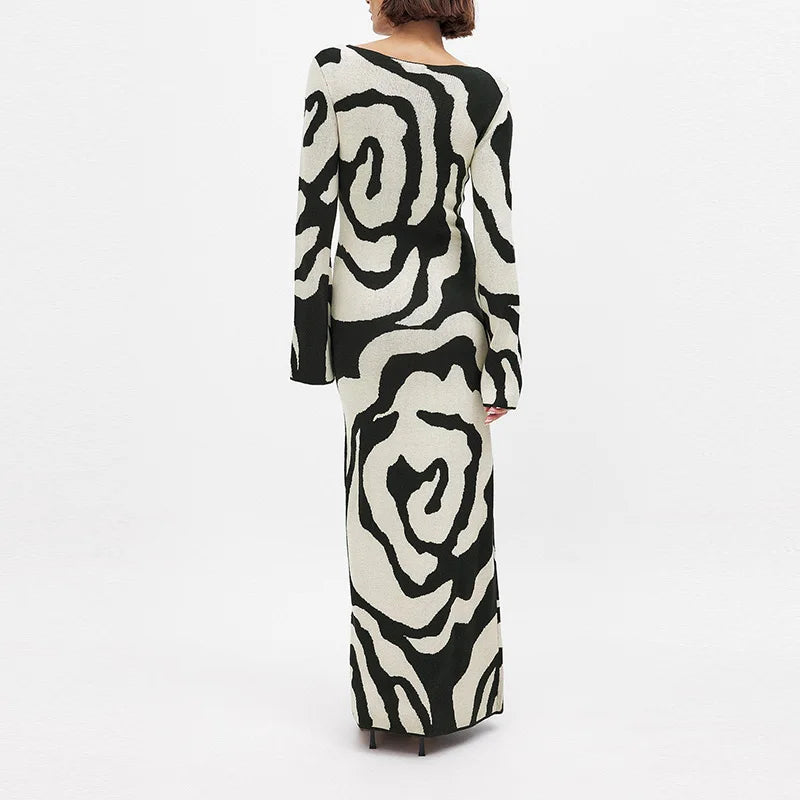 Fashionpara Leopard Print Long Sleeve Maxi Dress for Autumn